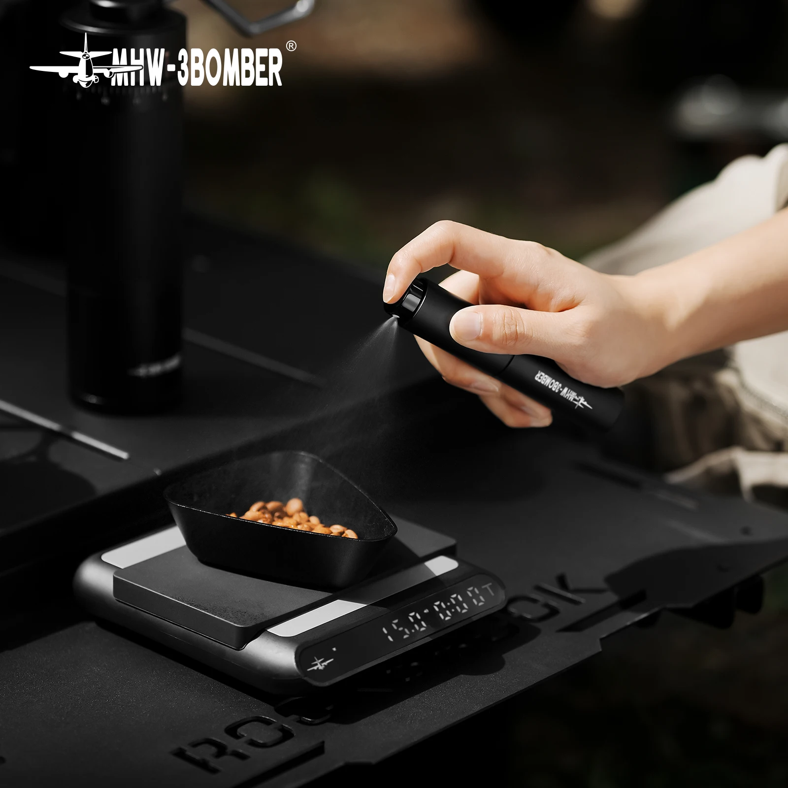 MHW-3BOMBER Coffee Bean Dosing Cup and Spray Bottle Set Dosing Tray 10ML Static Reducing Bean Spritzer Kit Coffee Accessories