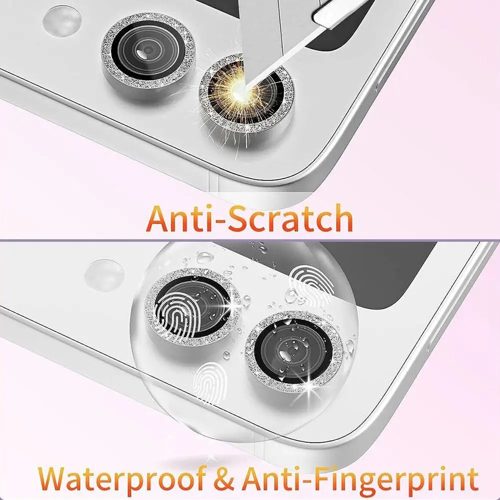 Bling Tiny Diamond Alloy Camera HD Glass Protector For Samsung Galaxy Z Flip 5 ZFlip5 Glitter Metal Lens Cover