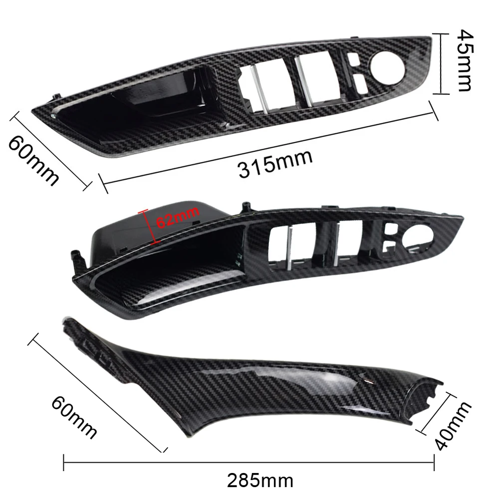 ألياف الكربون RHD LHD صالح لسيارات BMW 5 سلسلة F10 F11 520d 525d 530d 535i اللوحة الداخلية سحب غطاء الكسوة مقبض الباب الداخلي للسيارة