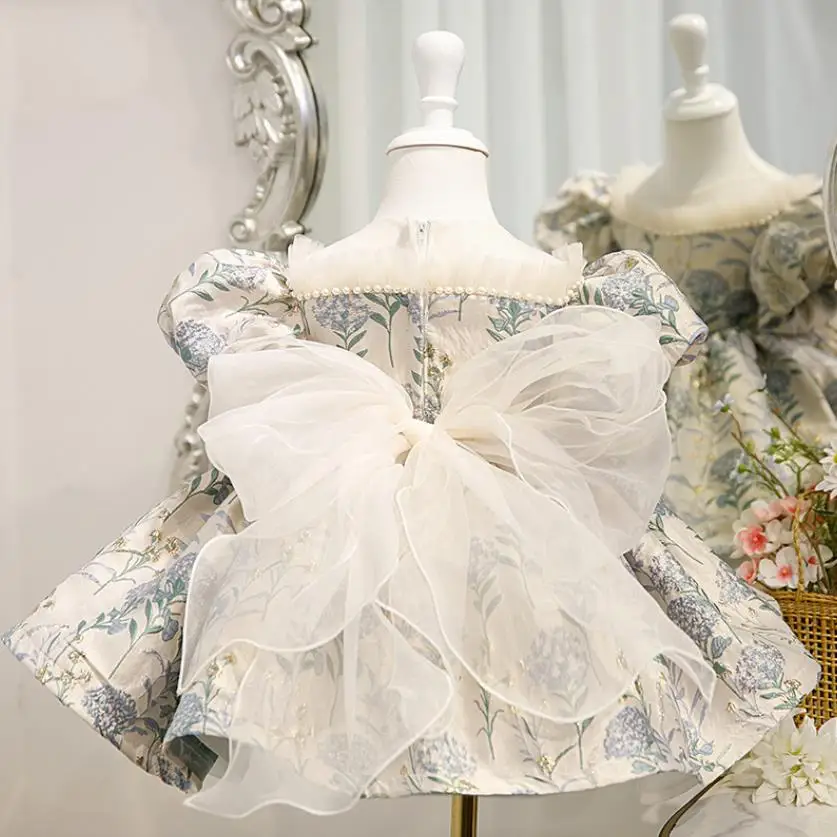 Baby Spanish Lolita Princess Ball Gown Beading Design Birthday Party Christening Clothes Easter Eid Dresses For Girls A1324