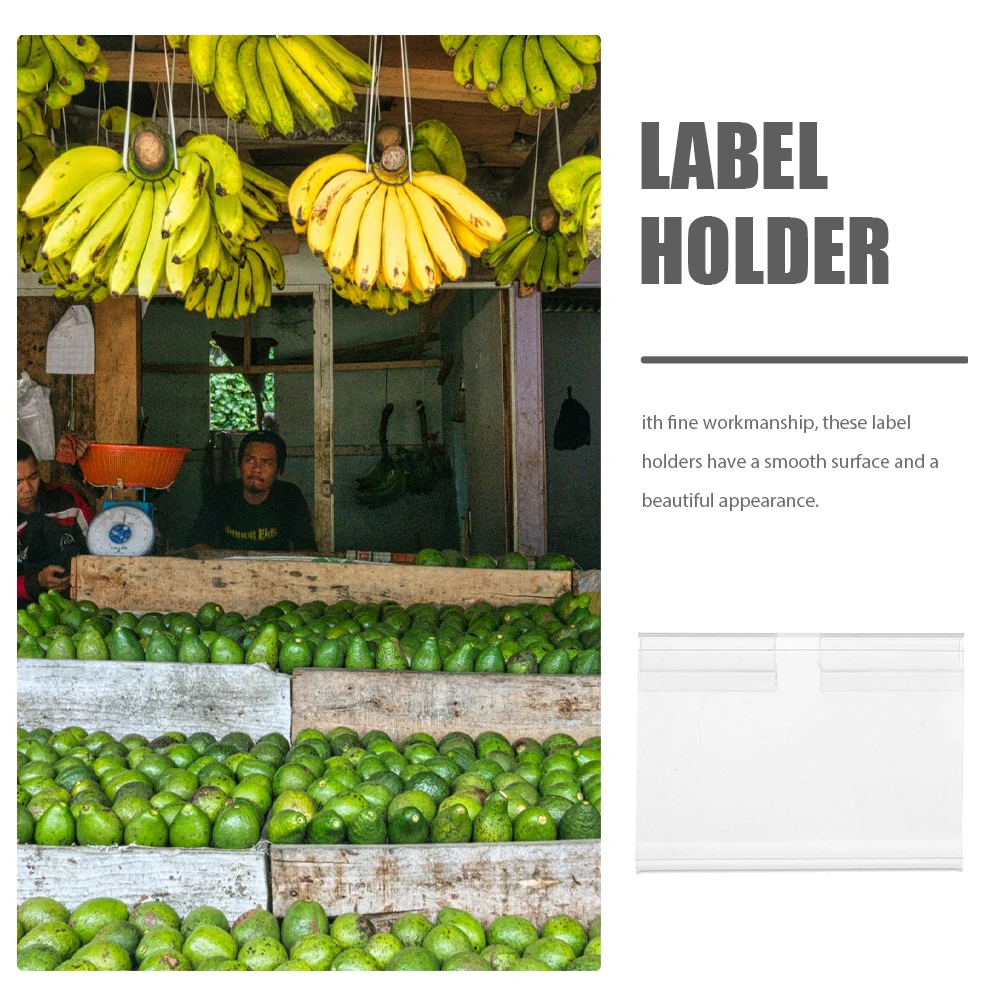 

50pcs Label Holder Clear Pvc Sturdy Display Stand Price Tag Clip For Wire Shelf Desktop Retail Office Use Smooth Surface