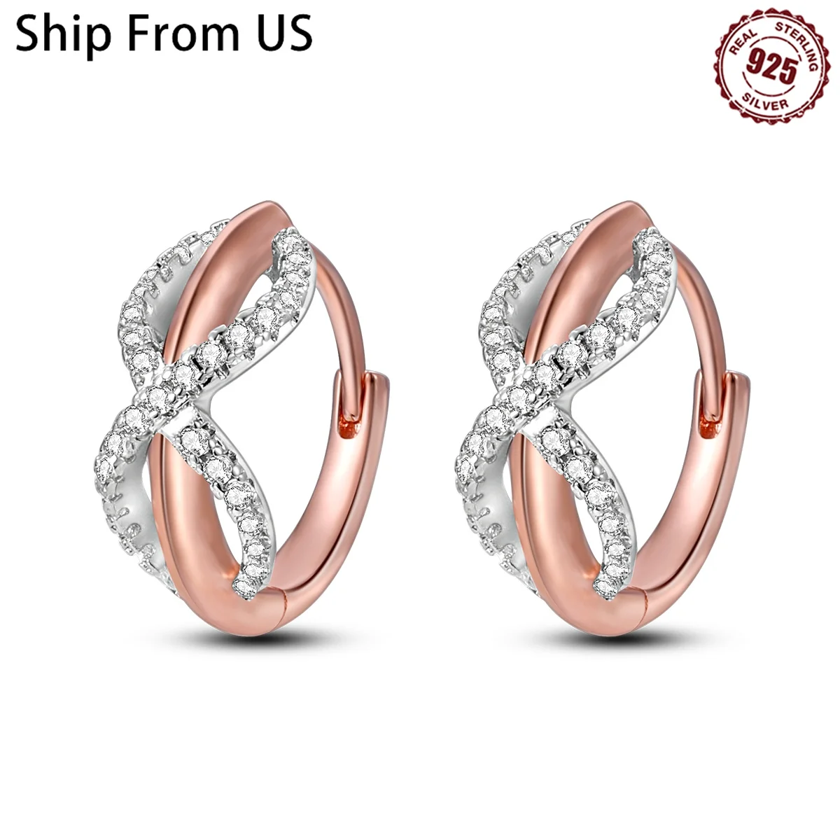 925 Sterling Silver Hot Rose Gold Geometry Series Jewelry Fashion Zircon Circle Hoop Earrings For Women Jewelry Gift Accessories