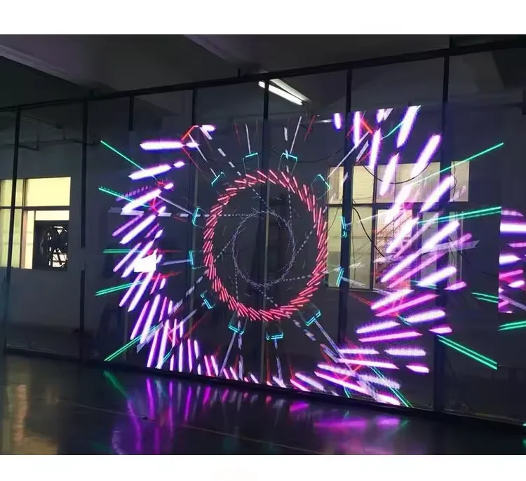 Película Adhesiva Transparente P6 P8 P10 para Pantallas LED, Pantalla LED Flexible Ultra Transparente para Publicidad en Interiores HD