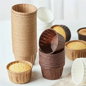 50PCS/Pack Muffin Cupcake Liner Cake Wrappers Baking Cup Tray Case Cake Paper Cups Pastry…