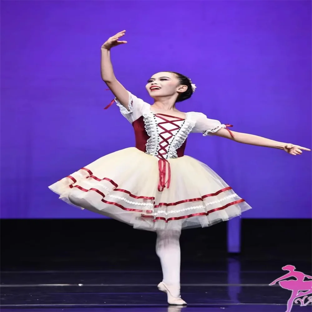 

Red Ballerina Dress Girls Adult Women Kids Long Ballet Dress Modern Dance Costume Swan Dance Performance Dance Party Dress