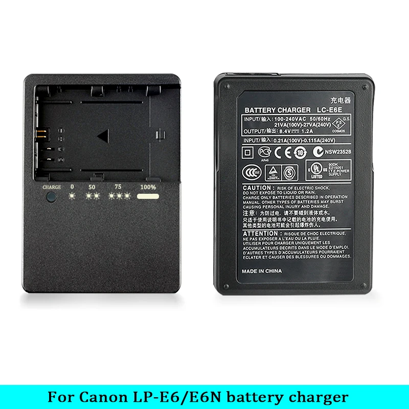 LC-E6E LC-E6 Charger For Canon LP-E6 LP-E6N Battery EOS 70D 60D 5D Mark III 5D Mark 6D 6D MARK II 60D 80D 7D MARK IILC-E6E LC-E6