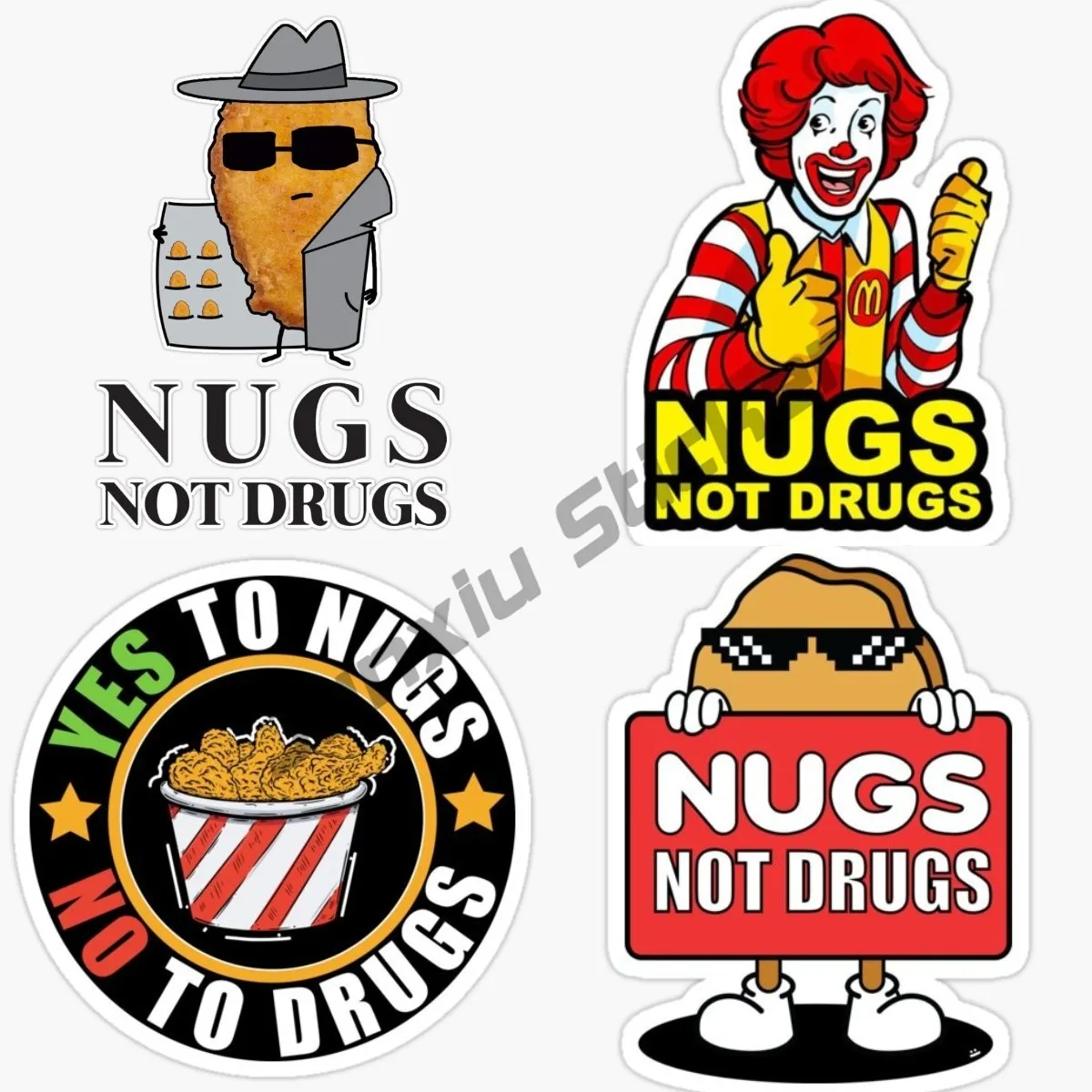 

Funny Nugs Not Drugs Chicken Nugget Dealer Vinyl Waterproof Sticker Decal Car Laptop Wall Window Bumper Anime Accessories