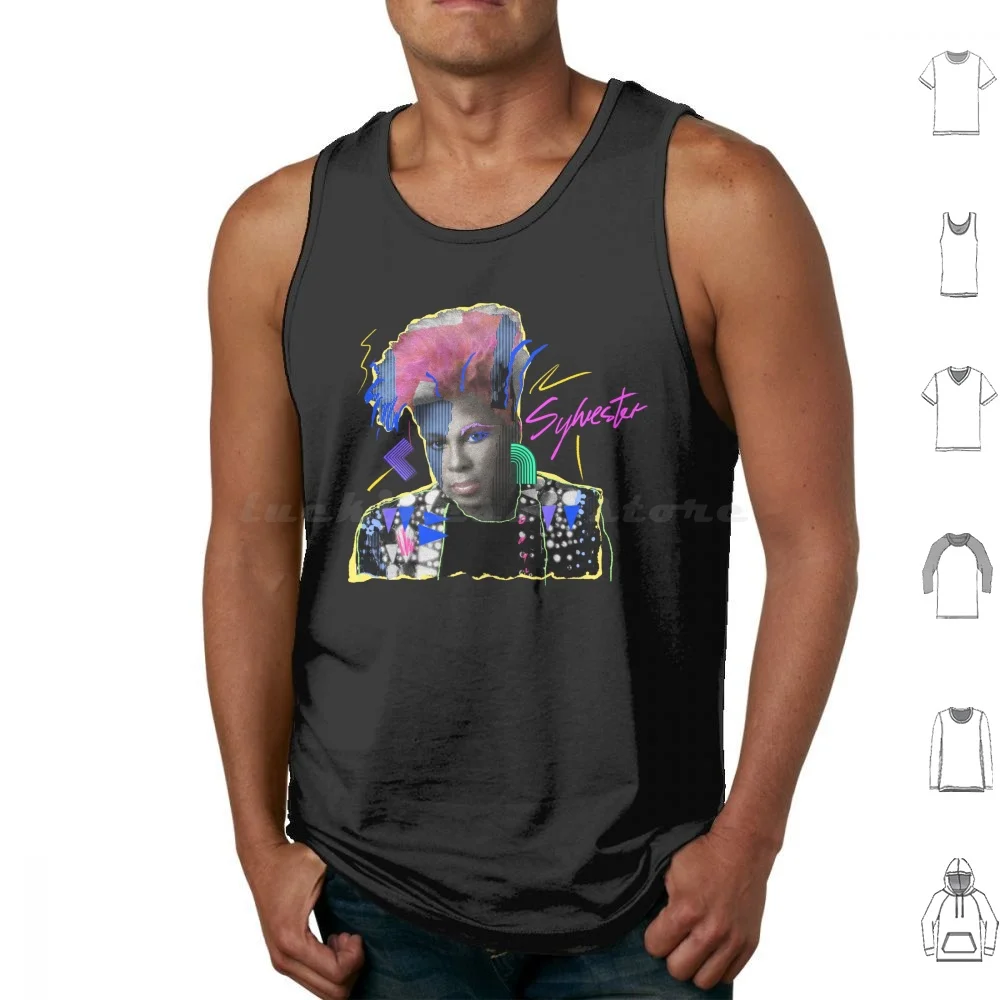 Slvstr Disco Queen Black Background Tank Tops Print Cotton Sylvester Hinrg Disk 80s 80s Music Retro Retro Style 80s Style