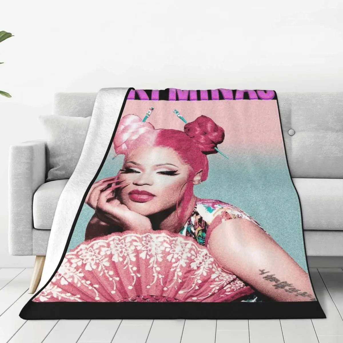 Bootleg Nicki Minaj Y2K Merch Blanket Coral Fleece Plush Sofa Cool Rapper Throw Blanket Cozy Warm for Couch Quilt