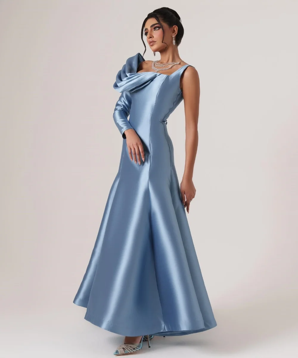 Simple Satin Pleat Trumpet Square Neck Midi Dresses Celebrity Dresses Chinese Style Formal High Quality Sizes Available Sexy