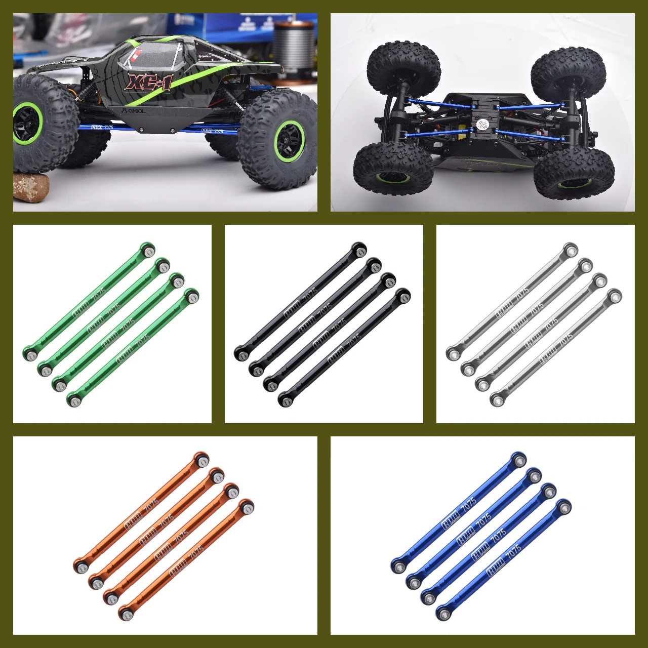 GPM aluminio 7075 piezas de eslabones de chasis inferior delantero y trasero árbol para AXIAL AX24