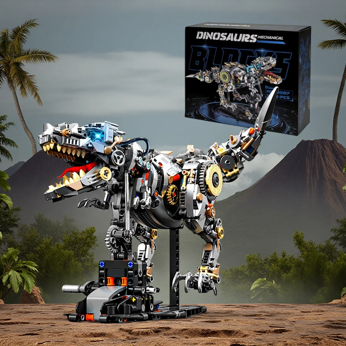 

2025 механические строительные блоки динозавров Юрского периода, кирпич, тираннозавр Рекс, креативная модель животного, подарок на день рождения для детей, 1268 шт.