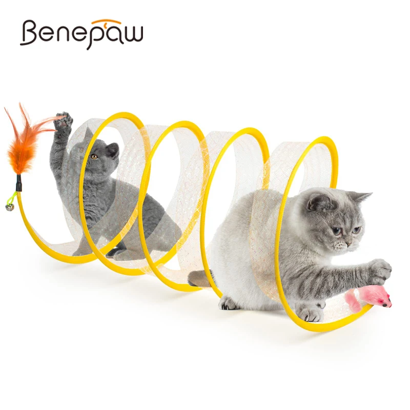 

Benepaw Collapsible Cat Tunnel Indoor Portable Interactive Pet Kitten Toys Durable Feather Plush Mouse Toy For Kitties Rabbits