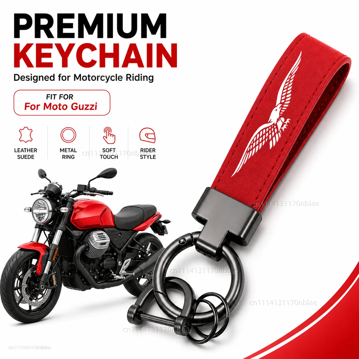 Hochwertiger Schlüsselanhänger aus Leder und Wildleder für Motorrad-Schlüssel, für Moto Guzzi Breva 850 1100 1200 GRISO BREVA 1100 NORGE 1200 GT8V – Detail 1