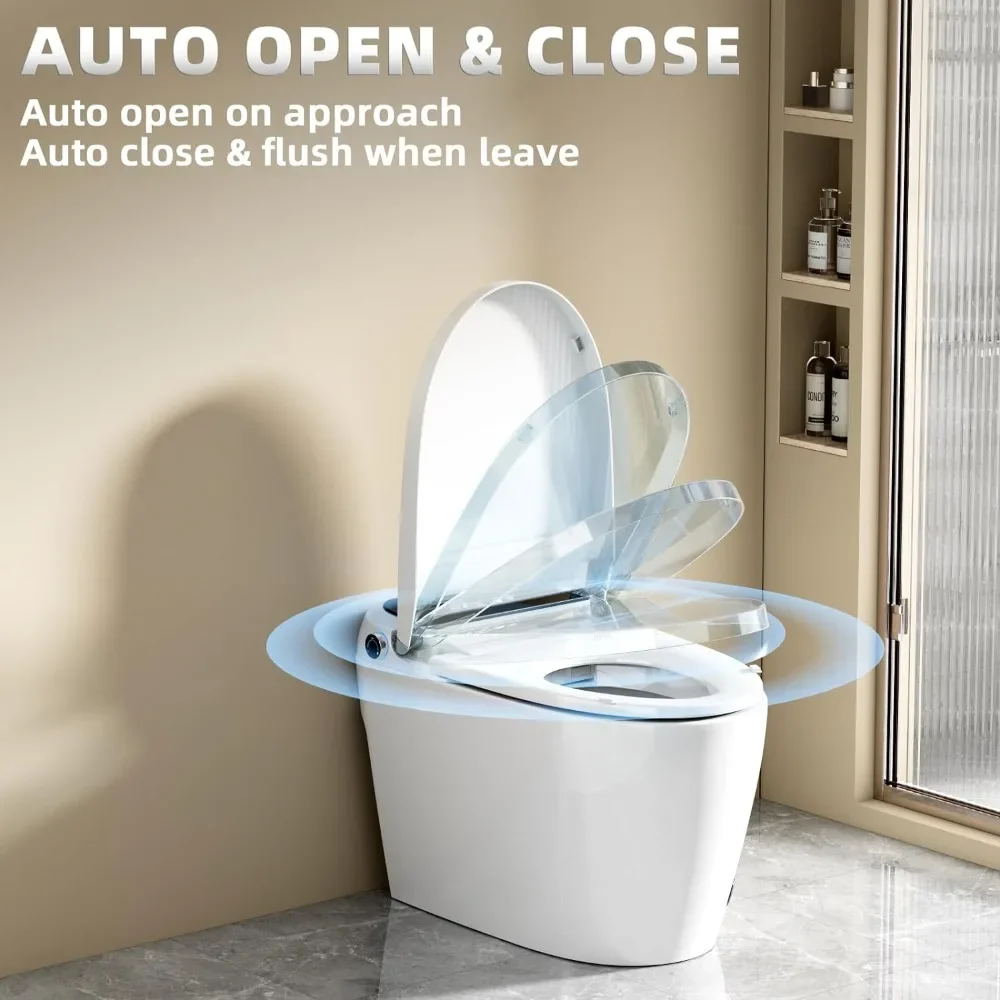 Smart Toilet with Bidet Built in, One-piece Bidet Toilet Seat, Auto Flush, Auto Open&Close, Nightlight, Bidet Toilet