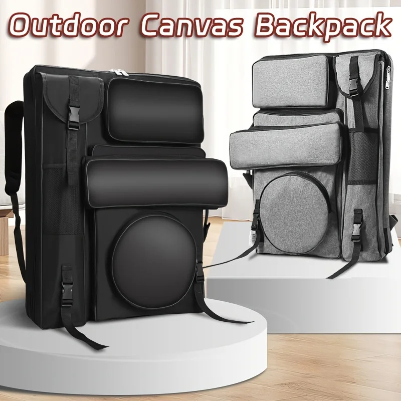 Mochila de transporte para pintura de bocetos, color negro/gris, A2/18x26 pulgadas, gruesa, para almacenamiento, tablero de dibujo y caballete, exterior para artistas, adultos, 1 ud.