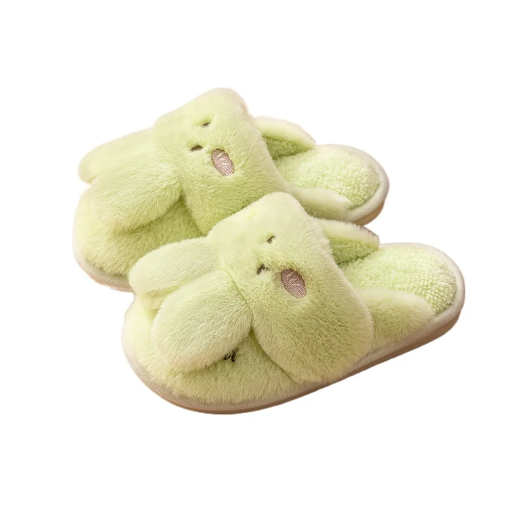 

Sweet Home Wear Rabbit Slippers Thicken Anti-slip Winter Warm Slippers Cute Cartoon Furry Cotton Shoes Gifts