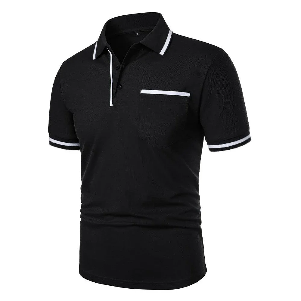 Herren Sommer Neues Modisches Kurzarm-Poloshirt, Lockeres Lässiges Poloshirt mit Tasche, Atmungsaktives Männer-Oberteil – Detail 18