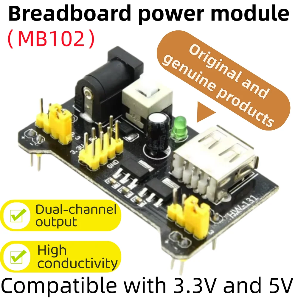 1PCS MB102 Solderless Breadboard Power Supply Module 3.3V 5V for DIY Arduino Projects