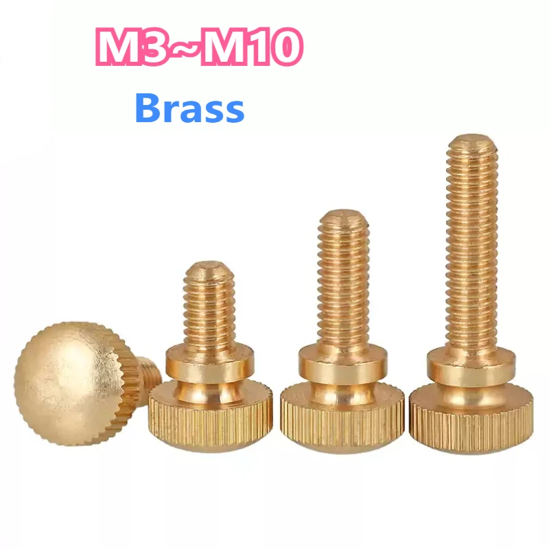M3 M4 M5 M6 M8 M10 Brass Steps High Head Knurled Hand Screw Double Layer Computer Case Bolts Pure Copper
