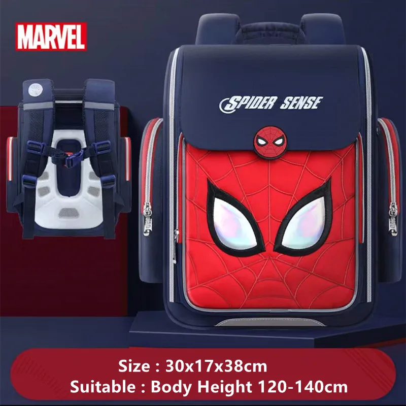 2022 Disney New School Bags For Boys Spider Man Primary Student Shoulder Orthopedic Backpack Large Capacity Grade 1-5 Mochila