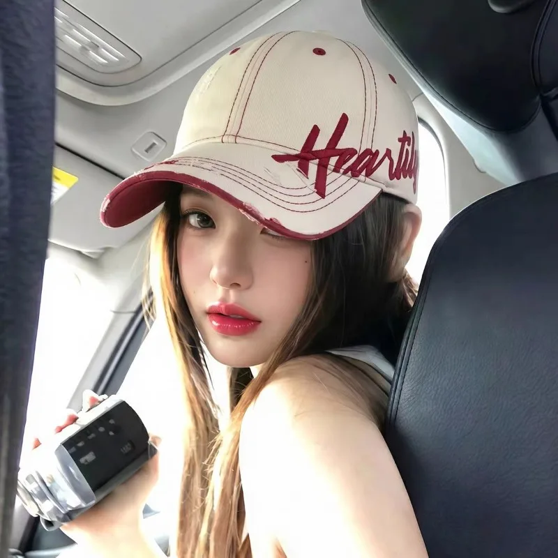 Retro Baseball Cap New 2026 Letter Embroidery Fashion Casual Visor Sports Cap Showing Small Face Semi-hard Roof Won't Collapse