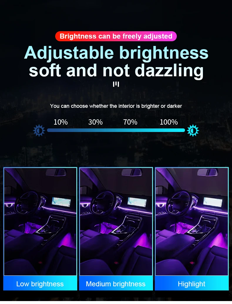 18-in-1 Symphony Dual Zone Auto LED Umgebungslicht Vollfarb-Streamer RGB versteckter Innenraum Acrylstreifen Dekoration Atmosphäre Kit – Detail 7
