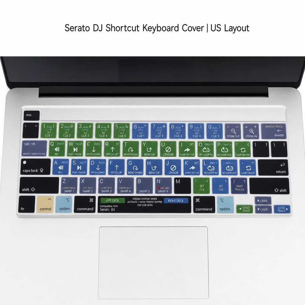 HRH Serato DJ Shortcut Hotkey Keyboard Cover Skin For MacBook New Pro 16 13 2019 A2141 M1 M2 Chip A2338/A2251/A2289 2020+ 2022+