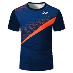 Badminton Tennis 3D printed training T-shirt, men's sports running outdoor lightweight breathable quick-drying top, Asian size