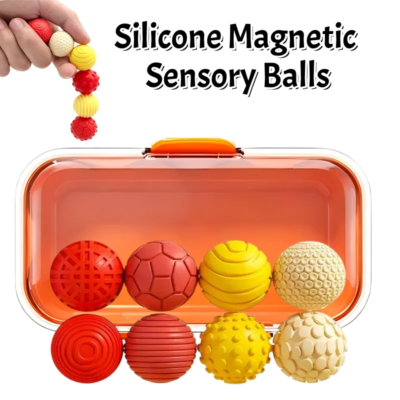 8PC Silicone Magnetic Sensory Balls Fidget Toy Kid Adults Anxiety Relief Stress Sensory Toy EDC Anti Stress Relief Toy ADHD Gift
