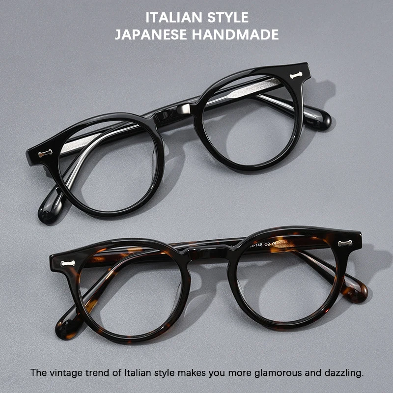 

2024 New Retro Acetate Glasses Frame For Men With Nose Pads Luxury Designer Brand Optical Prescription Myopia Glasses For Women