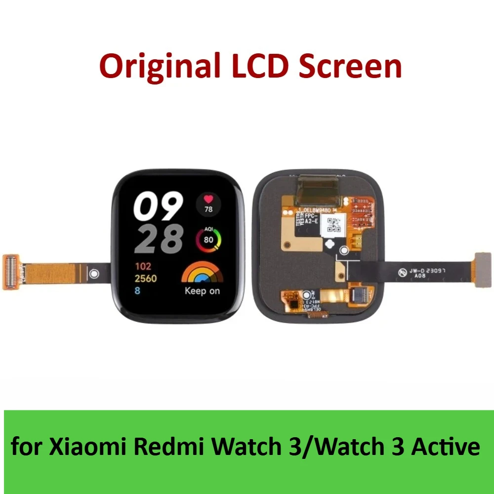 Original LCD Screen Full Assembly for Xiaomi Redmi Watch 3/Redmi Watch 3 Active Full Assembly Watch Screen Repair Part