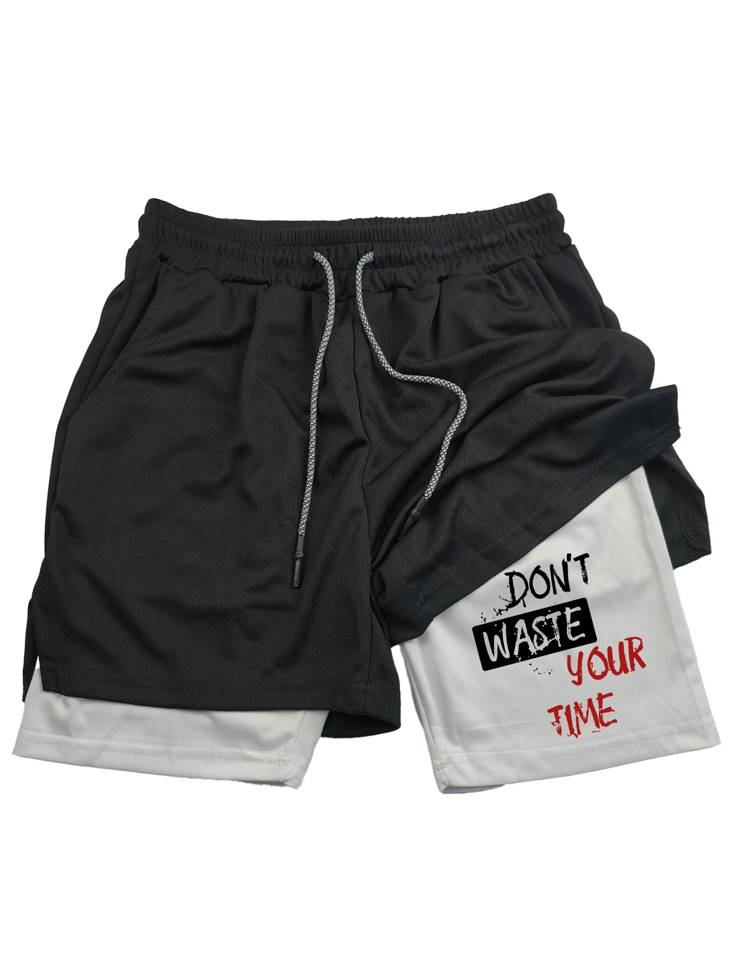 

Men's Quick-drying Double-layer Letter Print Shorts Breathable and Sweat-wicking A Must-have for Fitness and Exercise