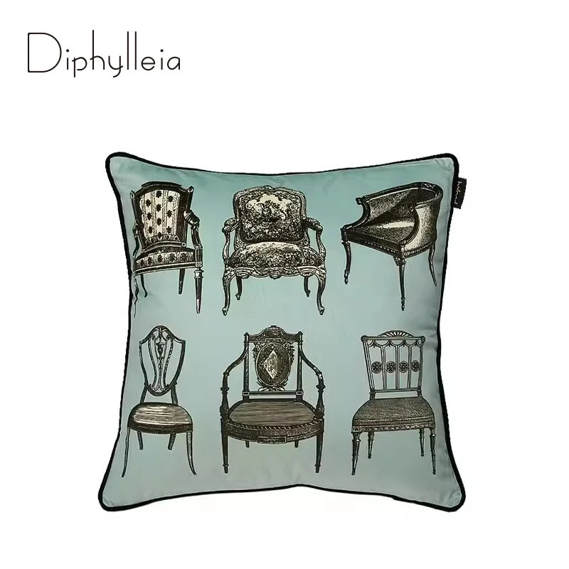 Diphylleia Retro Cushion Cover Thickened Velvet Chair Sofa Furniture Patterns Digital Printed Pillow Case 45x45cm Unique design