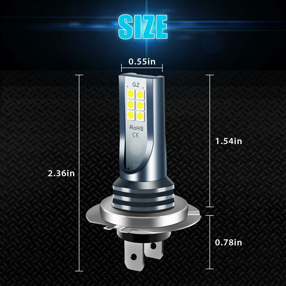 H7 LED Headlight Bulb 12V 24V Car Fog Light Bulb IP67 Waterproof LED Head Lamp Super Bright White 1000LM for Vehicle Accessories