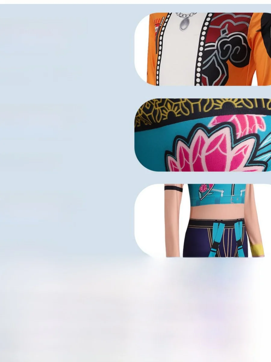 بدلة تنكري للهالوين ماجيك جيرل T K مضيئة بطباعة رقمية ثلاثية الأبعاد زي ضيق من قطعة واحدة من البوليستر