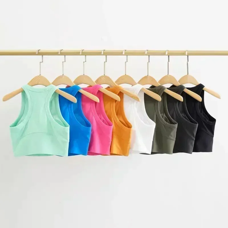 Lemon-Camiseta sin mangas deportiva para mujer, sujetador con almohadilla para el pecho, ropa interior corta transpirable para gimnasio, entrenamiento, Jogging, Bralette