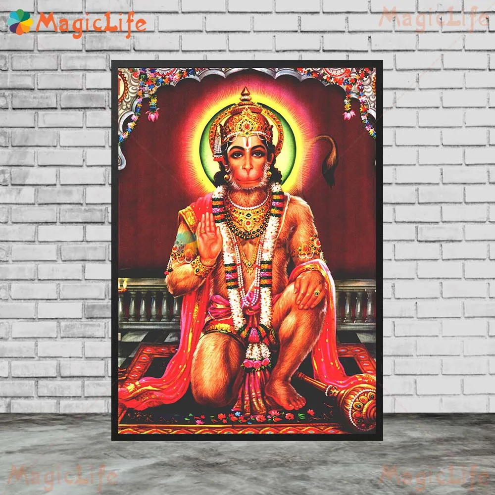 Hindu God Lord Hanuman Brahma Vishnu Mahesh Devotional Wall Pictures For Church Room Poster Wall Art Canvas Painting Unframed