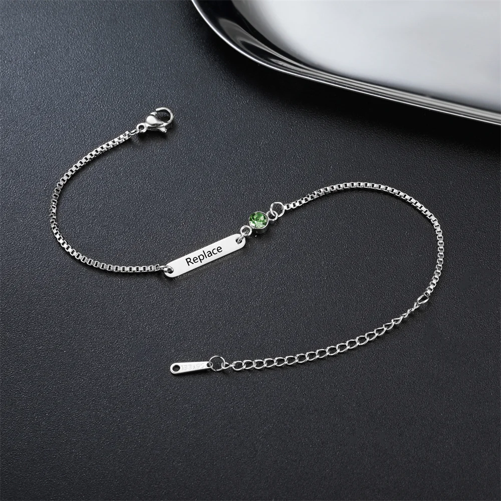 Personalised Engraved Name Bracelet Stainless Steel Bar Jewellery_voghion.com