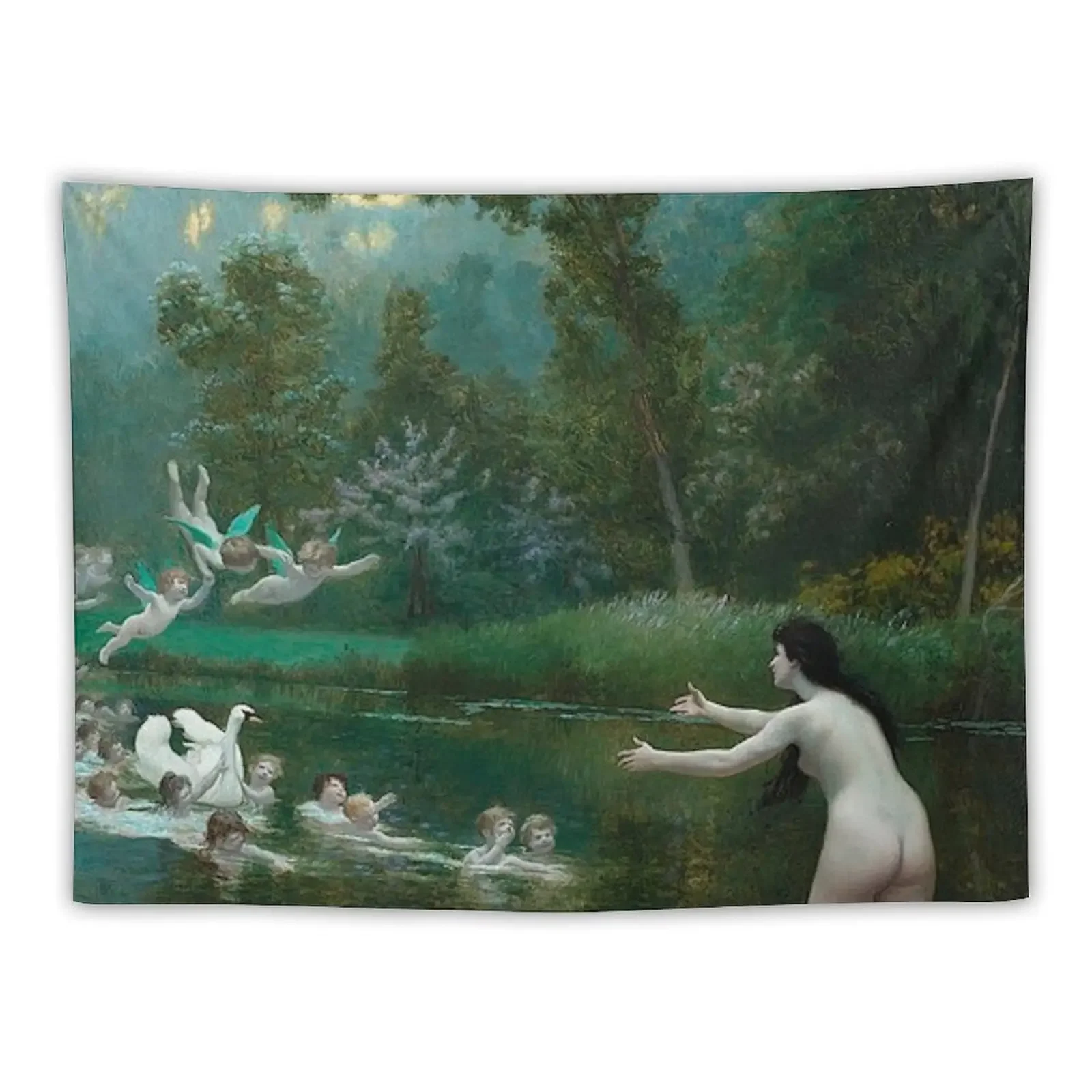 LEDA AND THE SWAN - JEAN-LEON GEROME Tapestry Wall Carpet Bedrooms Decorations Tapestry