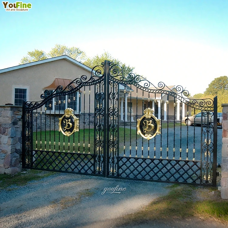 High Security Outdoor Large Size Wrought Iron Gate Luxury Mansion