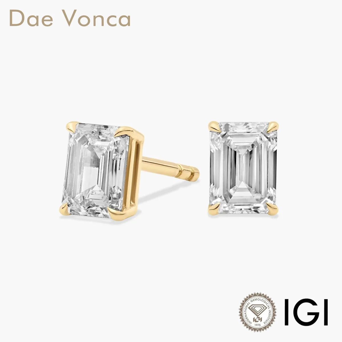 

1.0-3.0ct Classic Emerald Cut Lab-Grown Diamond Stud Earrings In 9K/14K18K Yellow Gold Anniversary Gifts for Women