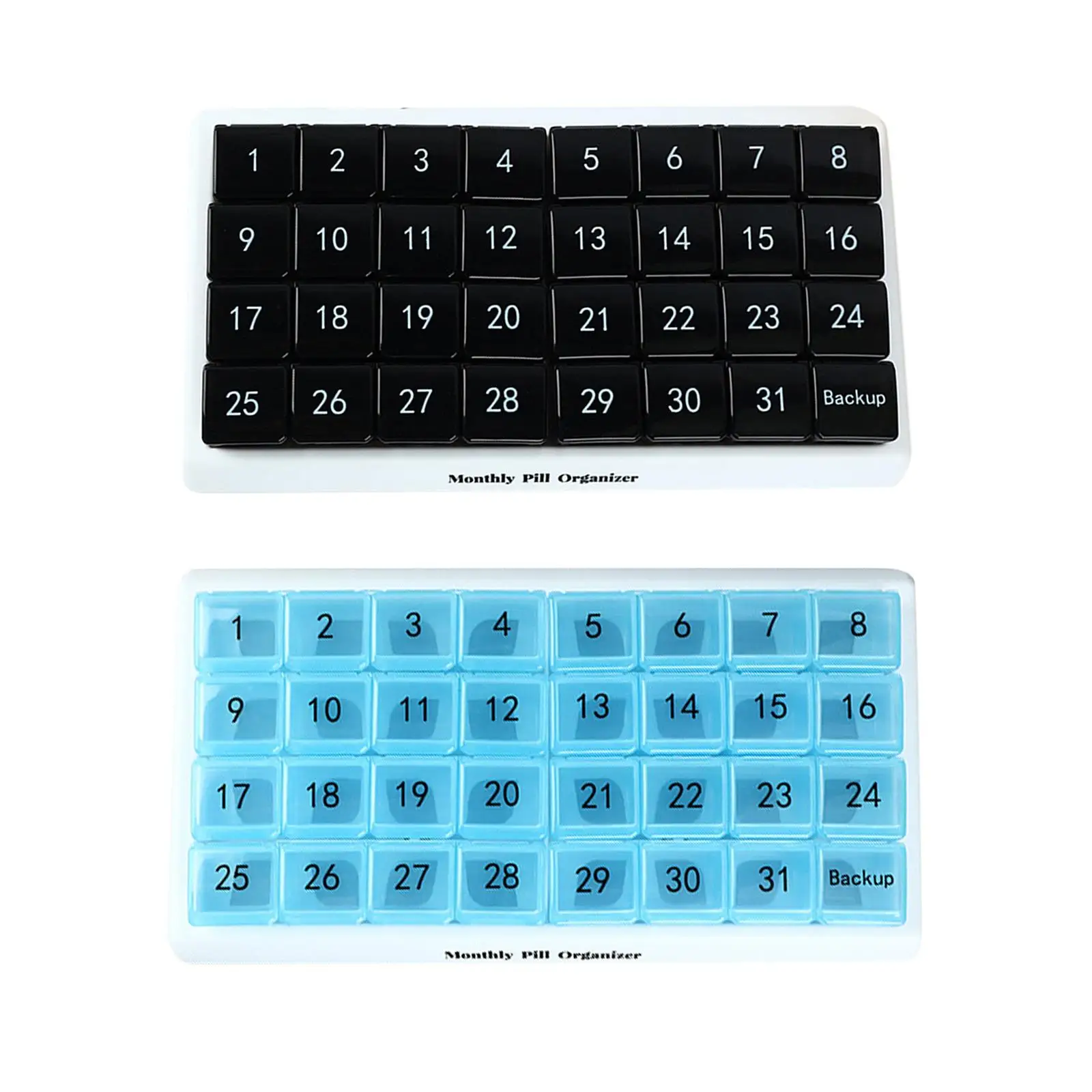 Monthly Pill Organizer 31 Slots Portable Daily Monday to Sunday Pill Planner for Supplements