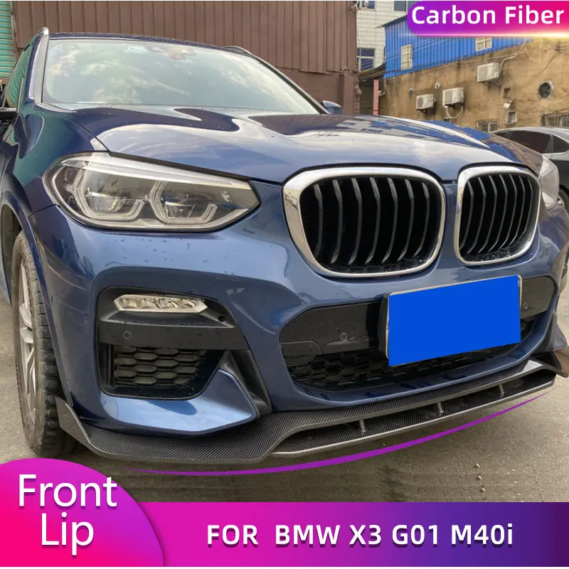 Carbon Fiber Car Front Bumper Lip Spoiler For BMW X3 G01 M40i M Sport 2018-2020 Auto Front Lip Chin Apron Splitters Body Kit