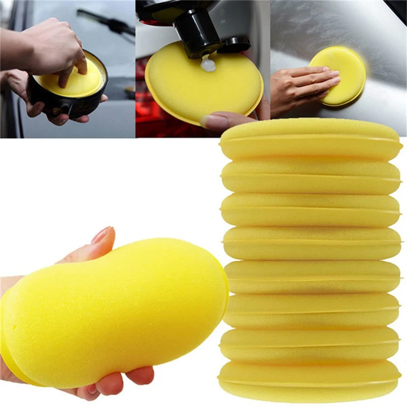 12-24Pcs Car Waxing Polish Wax Foam Sponge Applicator Pads 10CM Yellow Cleaning Sponge Clean Washer Washing Tool Car Cleaning