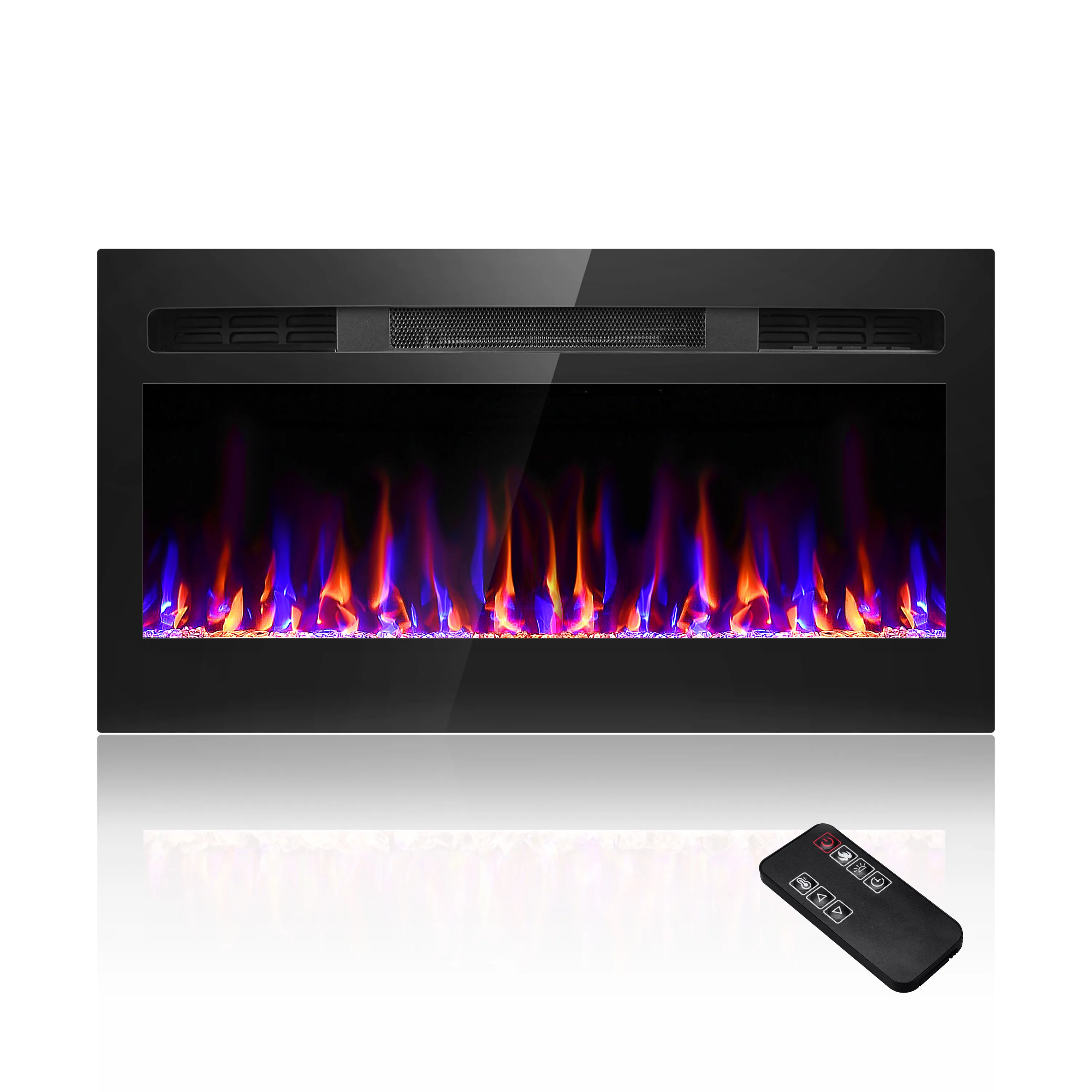 31inch Electric Fireplace Heater with Timer Insert Wall Mounted Adjustable 12 Flame Remote Control 750/1500W Heater Dropship