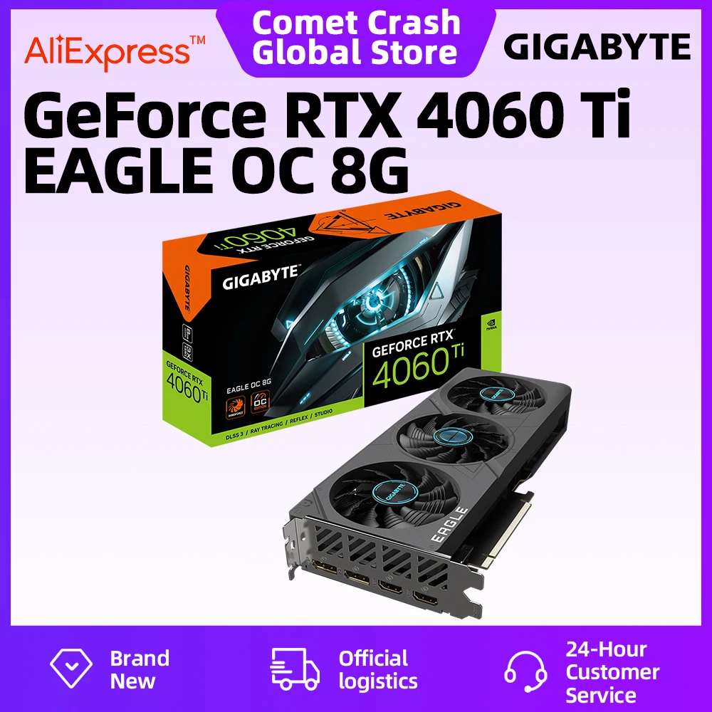 GIGABYTE GeForce RTX4060Ti EAGLE OC 8G Graphics Card 8GB 128-bit GDDR6 3X WINDFORCE Fans PCI-E 4.0 DP4.1a*2, HDMI 2.1a*2