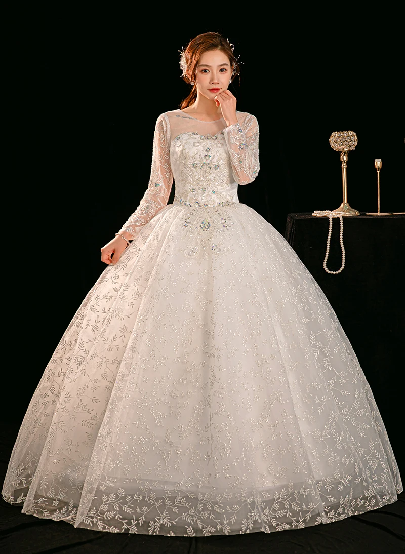 

XXN-995#New Bride's Wedding Dress Hot Stamping Sparkling Free Customization Plus Extra Size Ball Gown Glitter Wholesale Retail