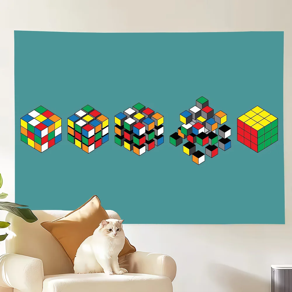 R-Rubiks C-Cubes Art Retro Flags flag Decoration Art Picnic Party Home Hanging Camping Outdoor Party Banner