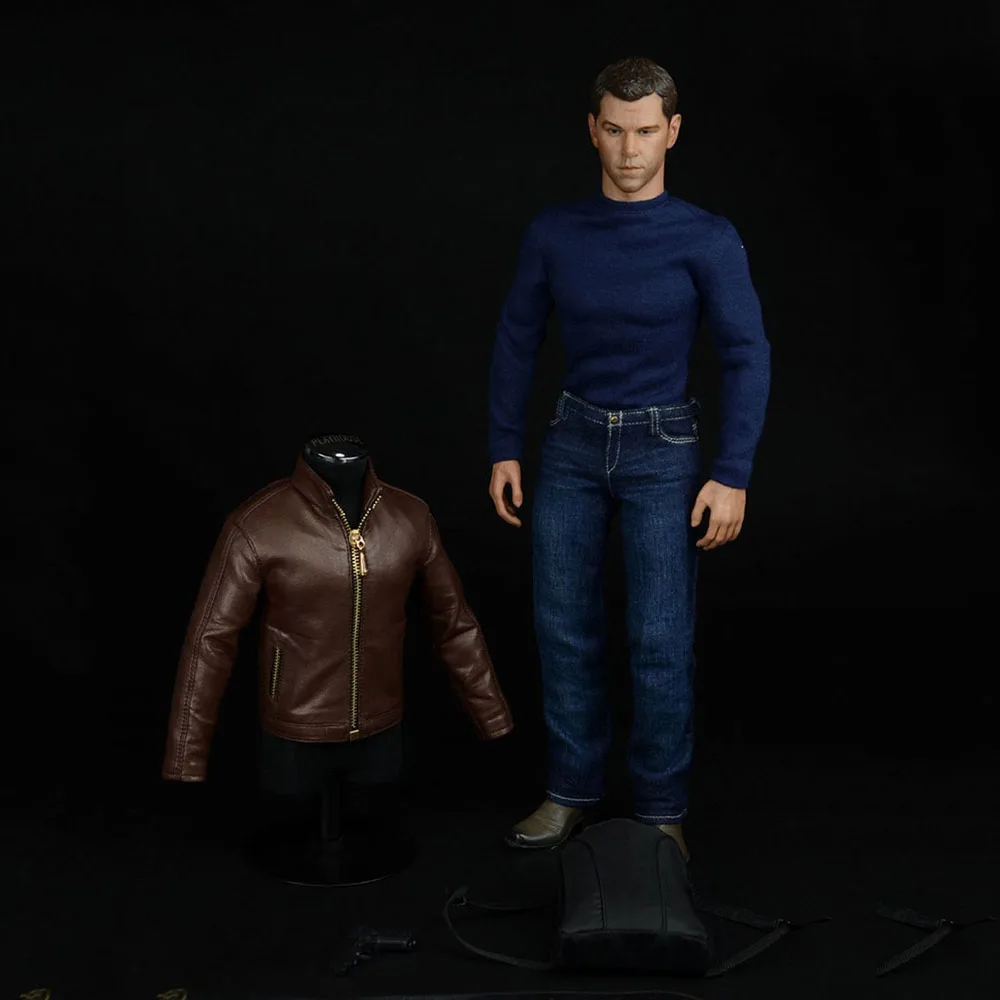 Toy Center CEN-M02 1/6 Scale The Agent Matt Damon Leather Suit Jeans Clothes Set Accessory For 12'' Male Solider Action Figure